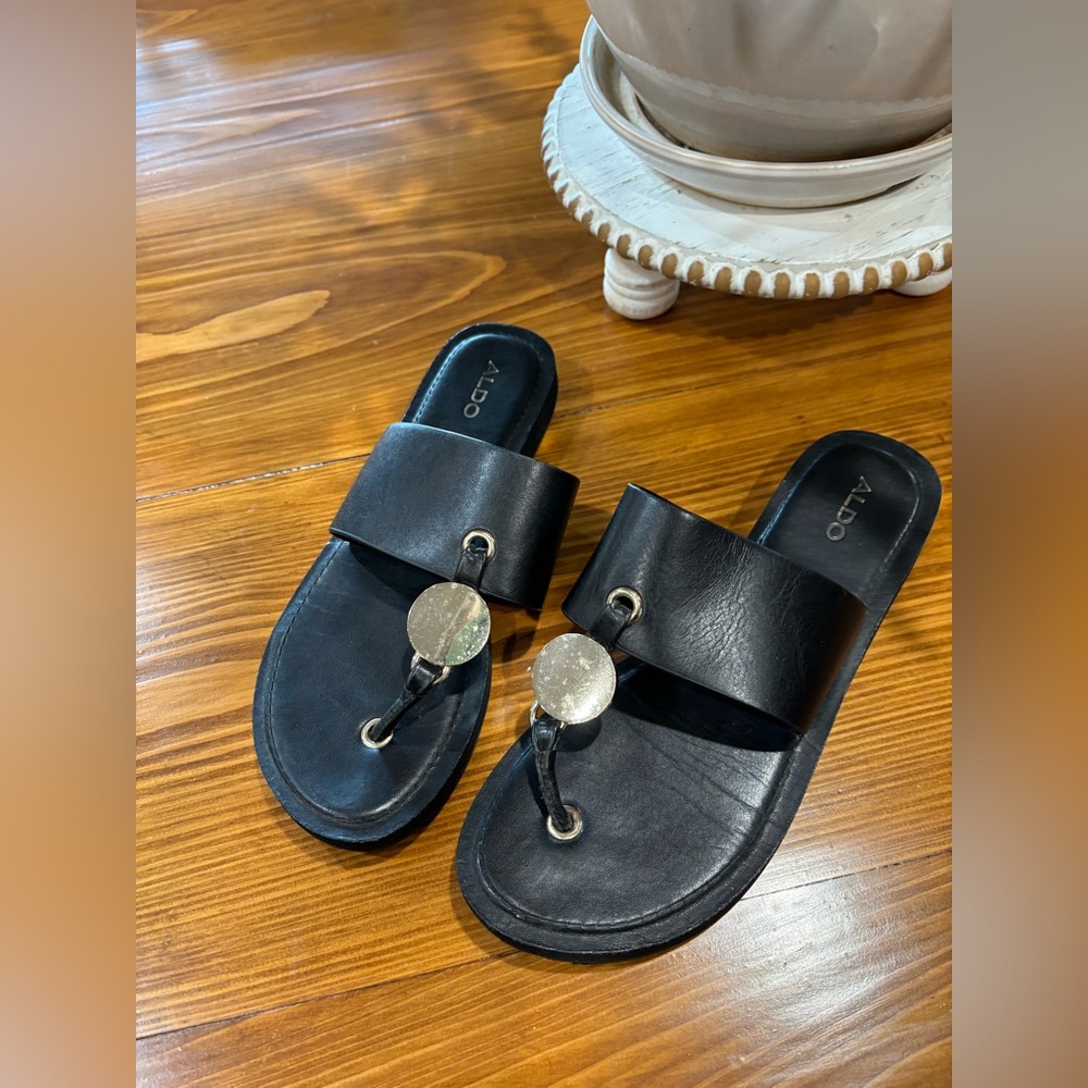 Aldo Black Modern Sandals with Wide Strap